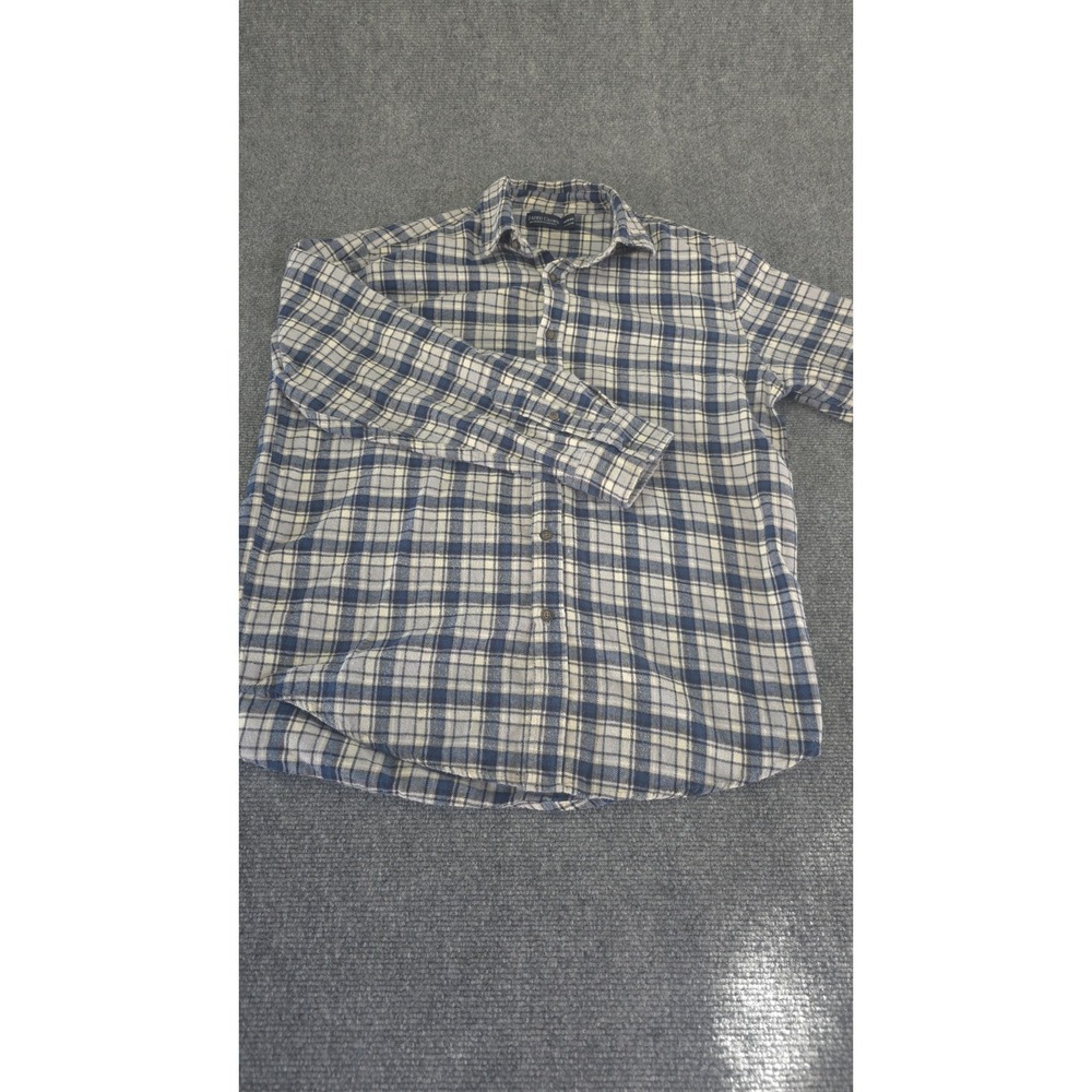 Faded Glory Long Sleeve Plaid Flannel Shirt 100% Cotton Mens Size M NO POCKETS